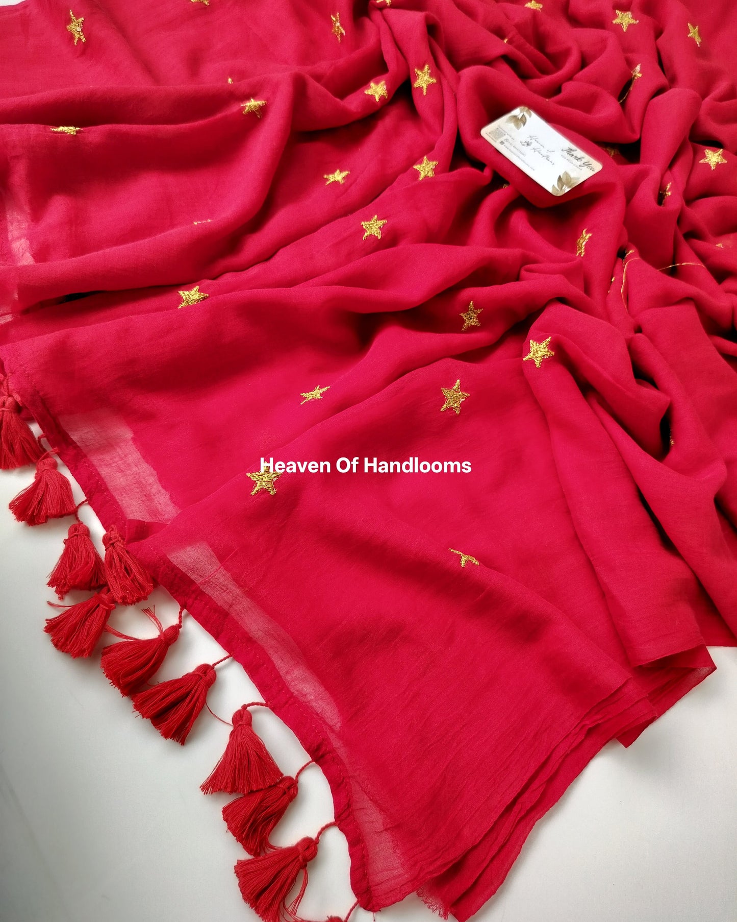 Embroidery Saree - Red Star