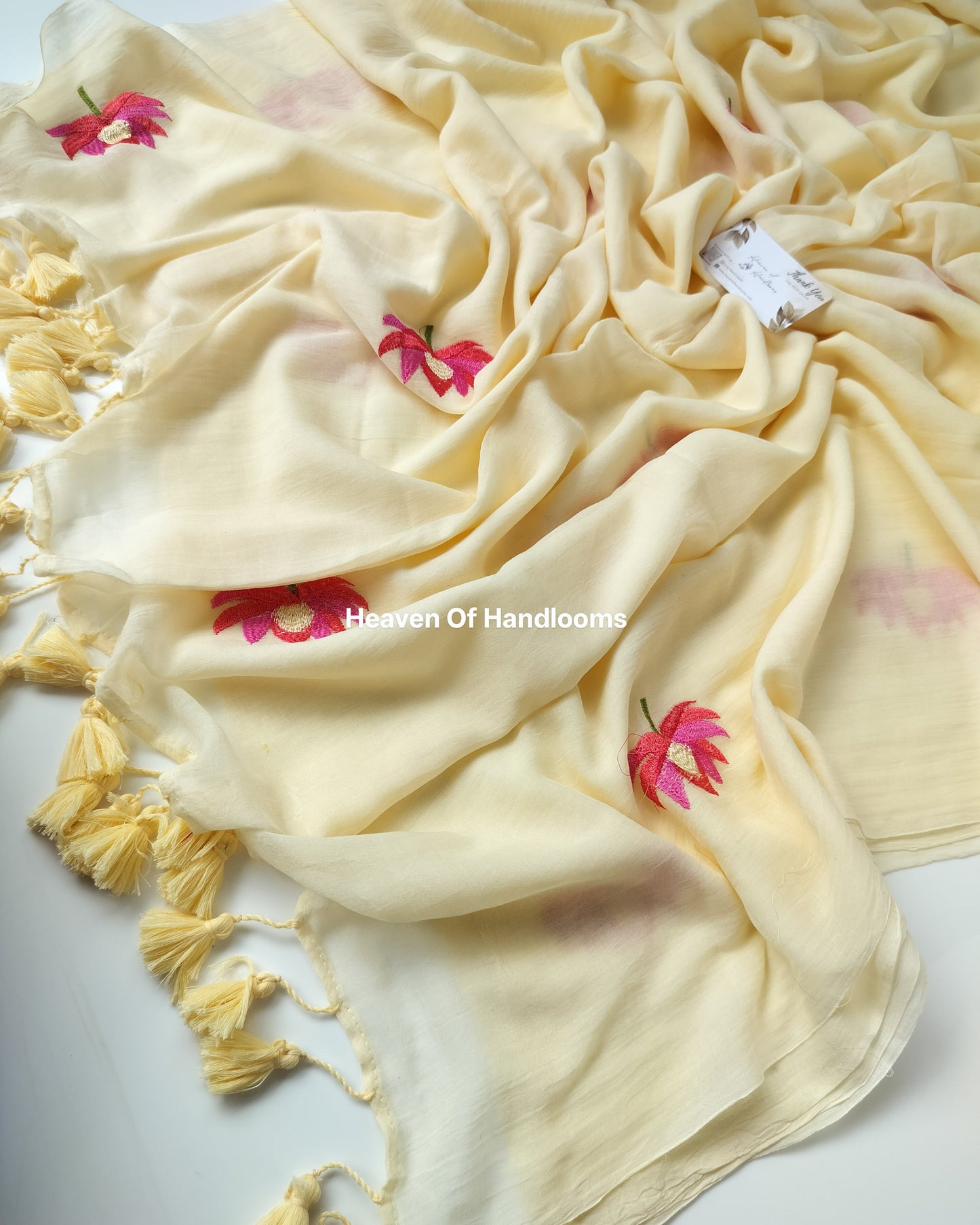 Embroidery Saree -  Cream Lotus