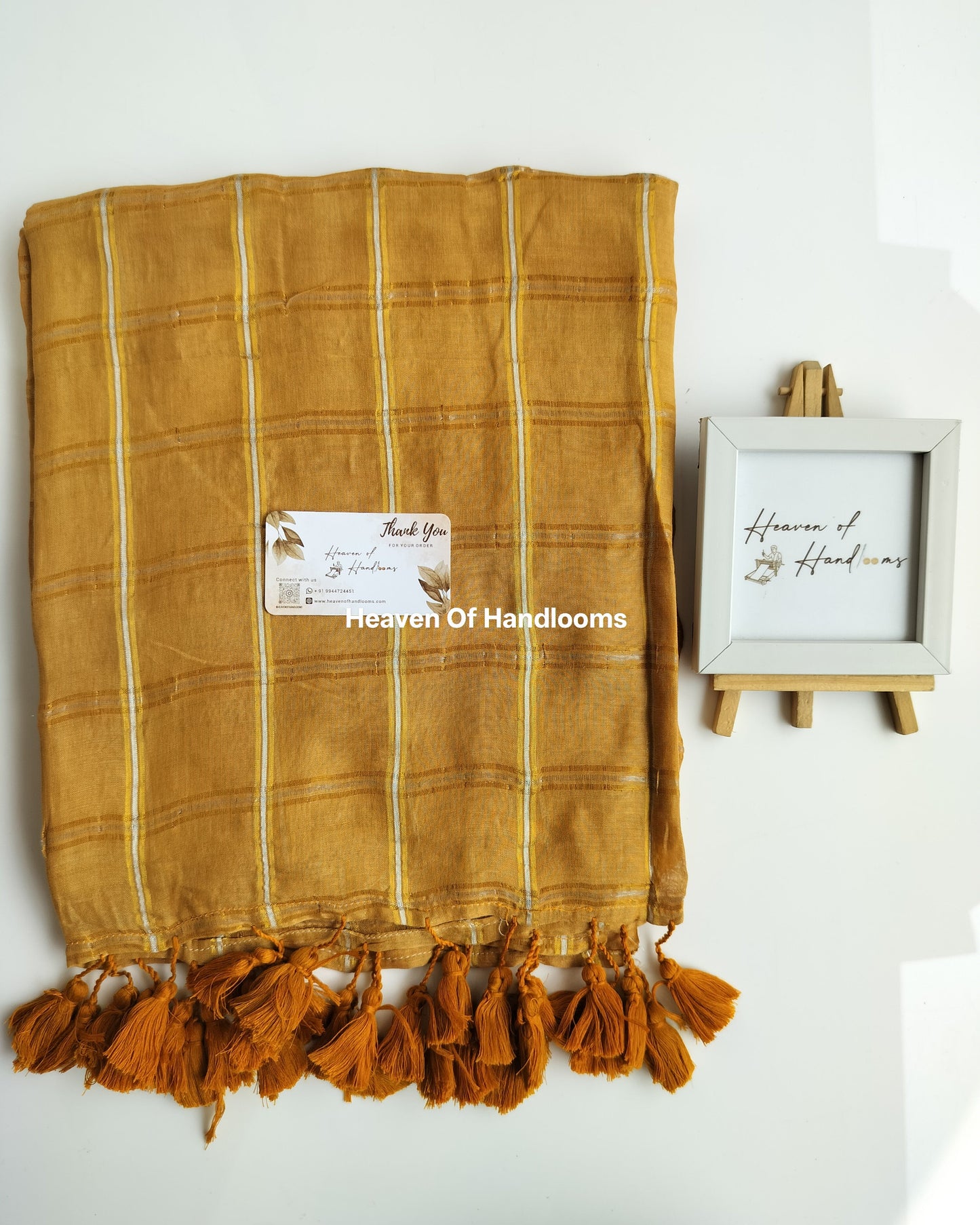 Festive Saree - Mustard Check