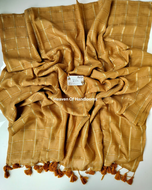 Festive Saree - Mustard Check