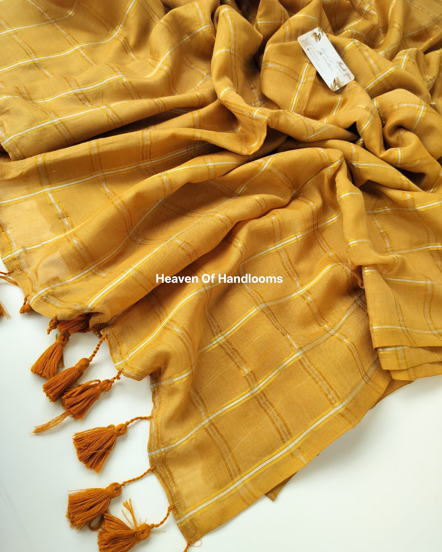 Festive Saree - Mustard Check