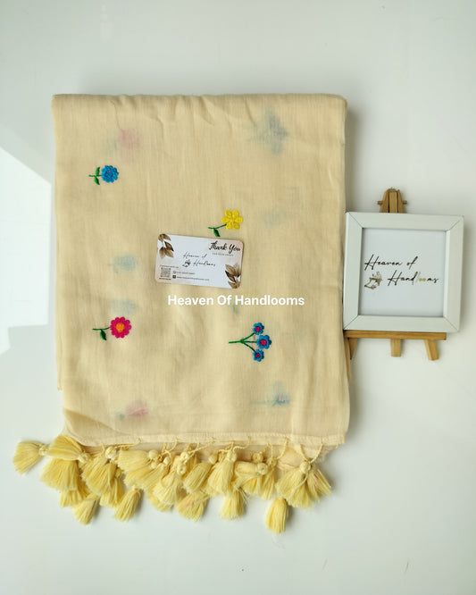 Embroidery Saree -  Cream Bunch