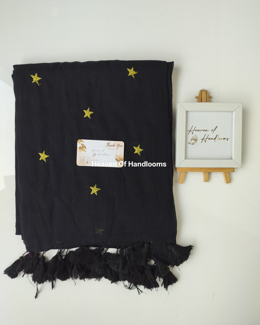 Embroidery Saree - Black Star