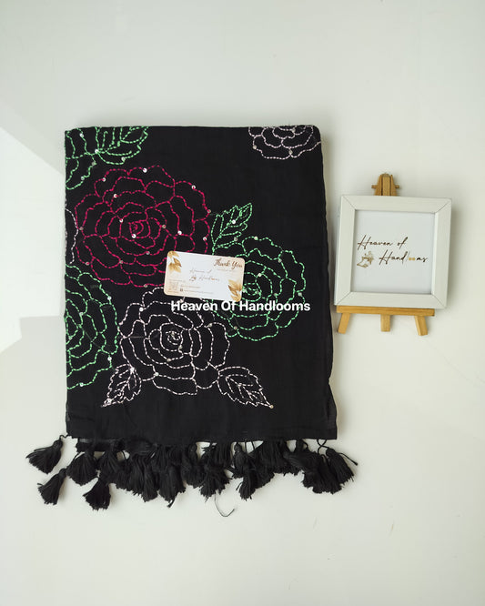 Premium Hand Stitch - Black Kantha