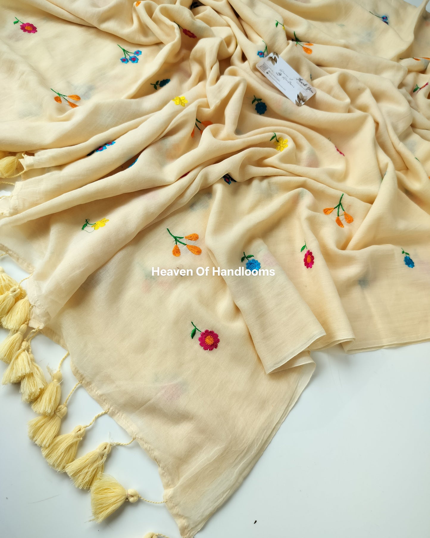 Embroidery Saree -  Cream Bunch