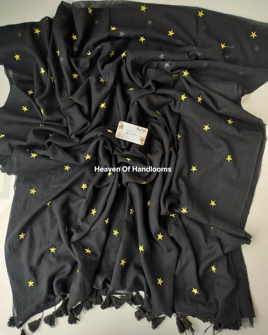 Embroidery Saree - Black Star
