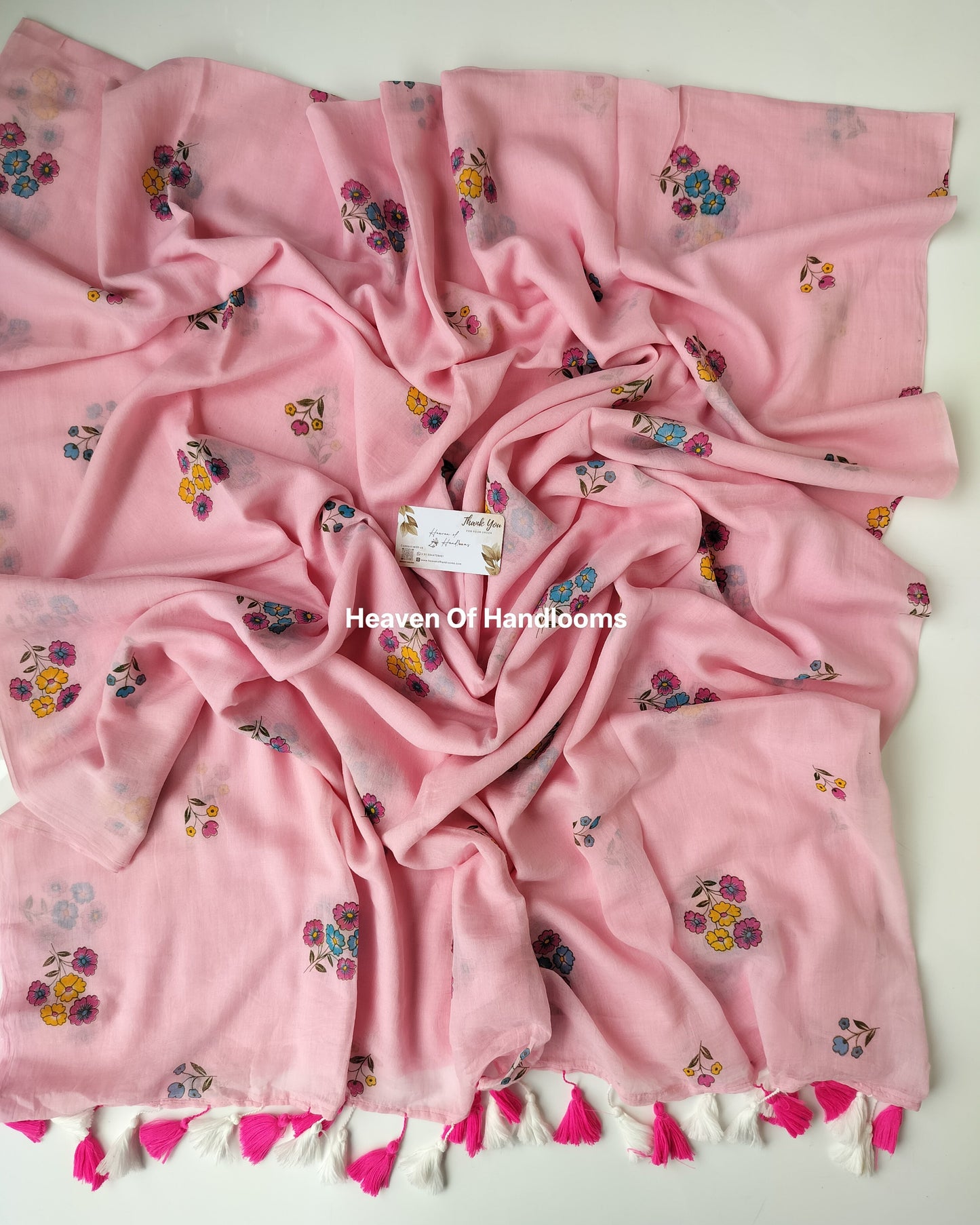 Printed Saree - Pink Flower