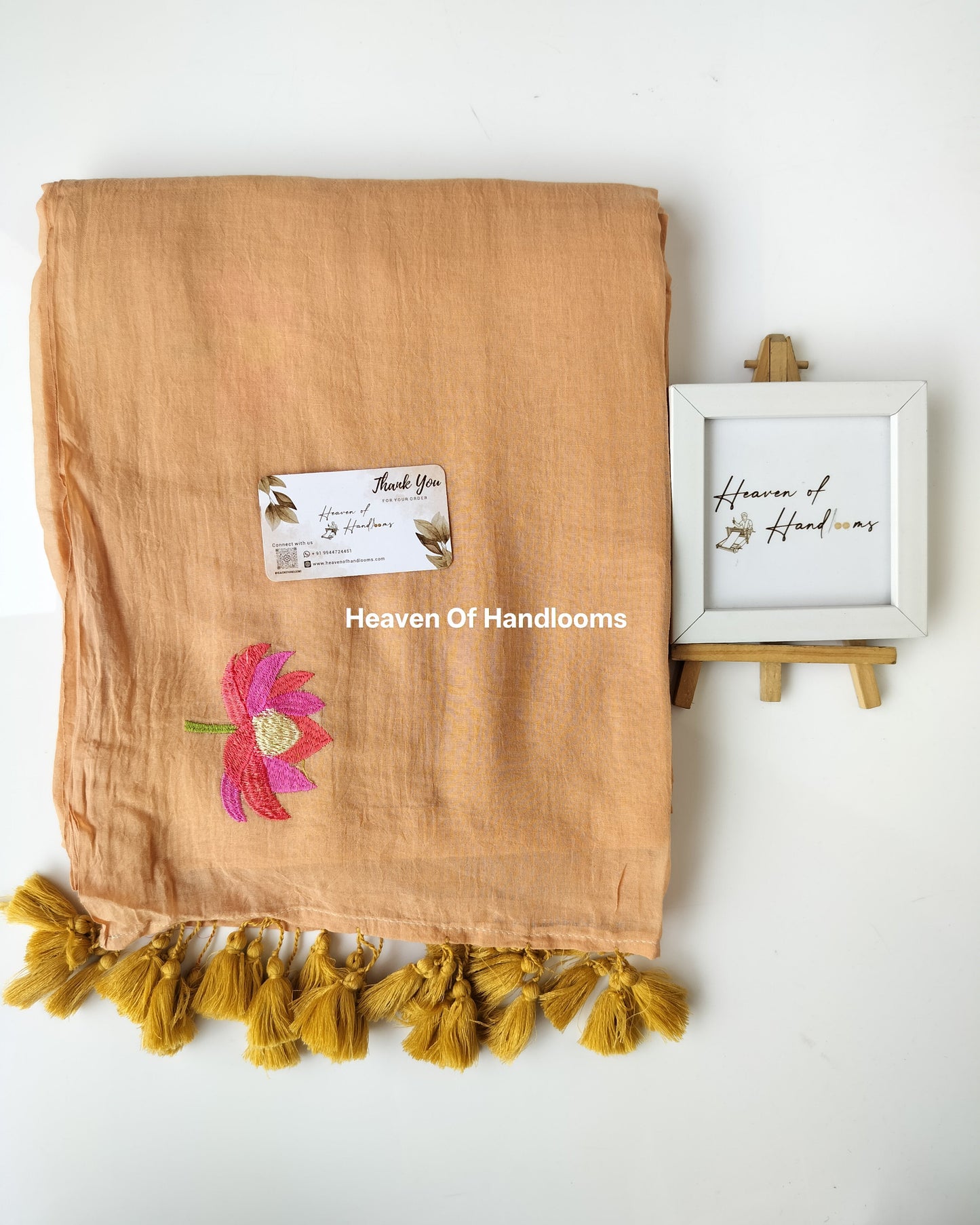 Embroidery Saree - Hazelnut Lotus