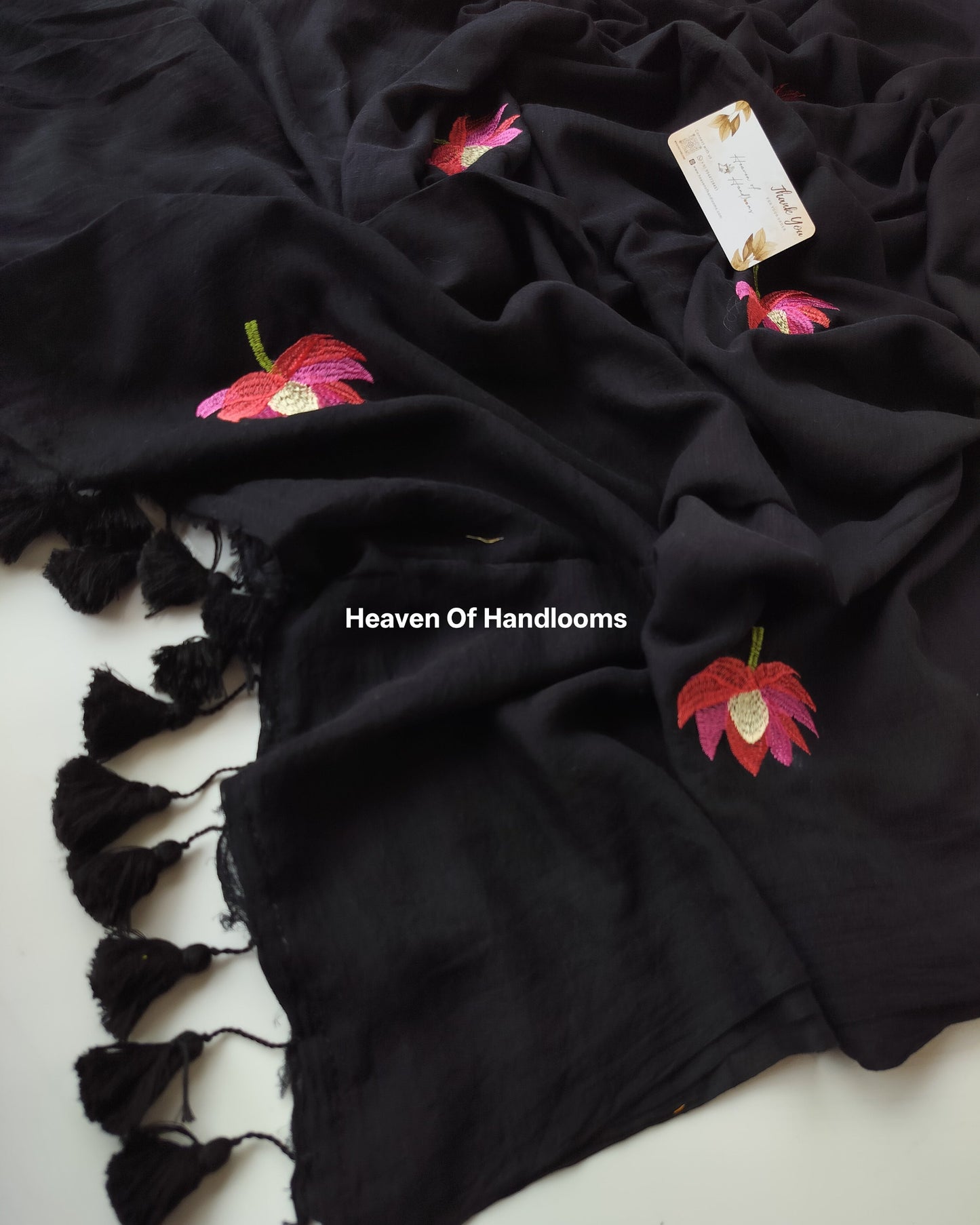 Embroidery Saree - Black Lotus
