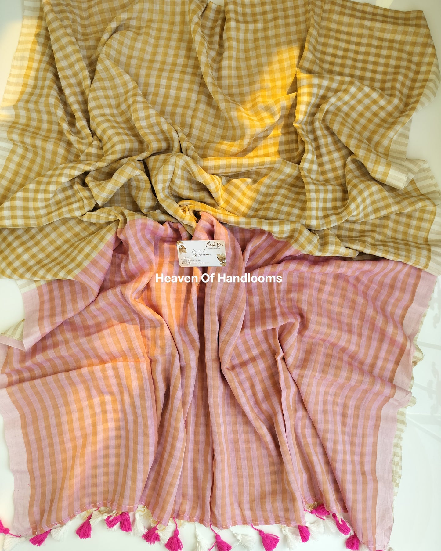Corporate Choice  - Beige Pink Pallu Checks