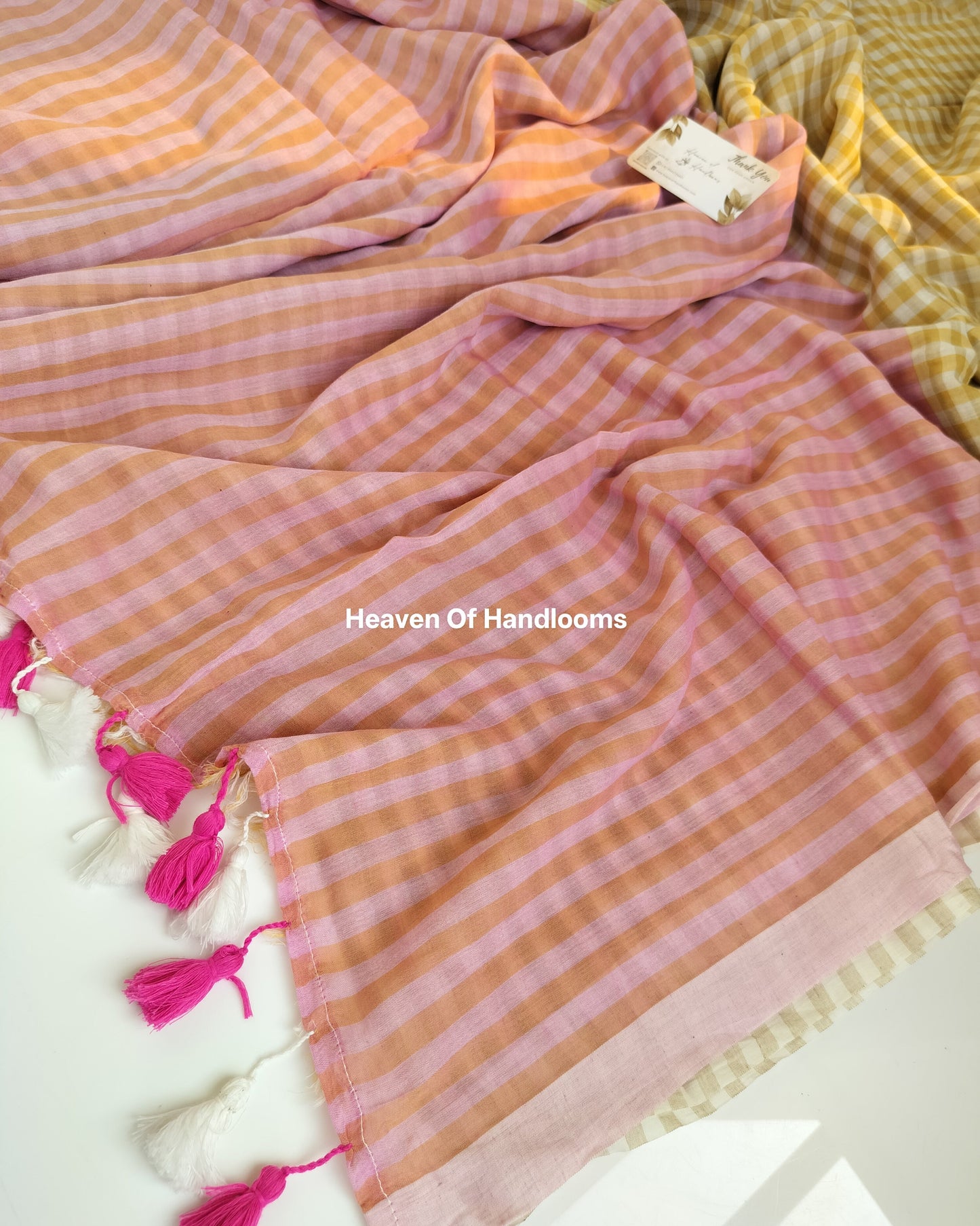 Corporate Choice  - Beige Pink Pallu Checks