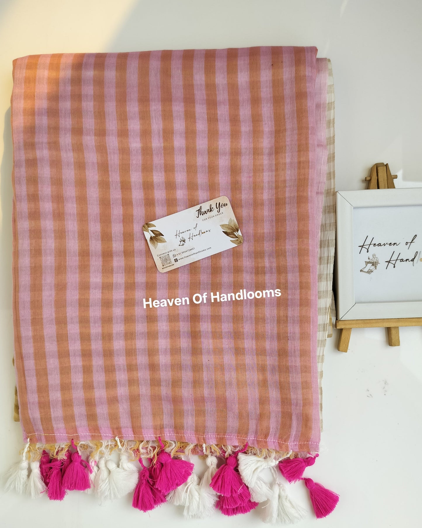 Corporate Choice  - Beige Pink Pallu Checks