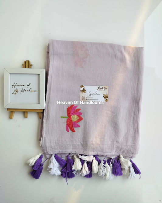 Embroidery Saree - Pastel Lotus