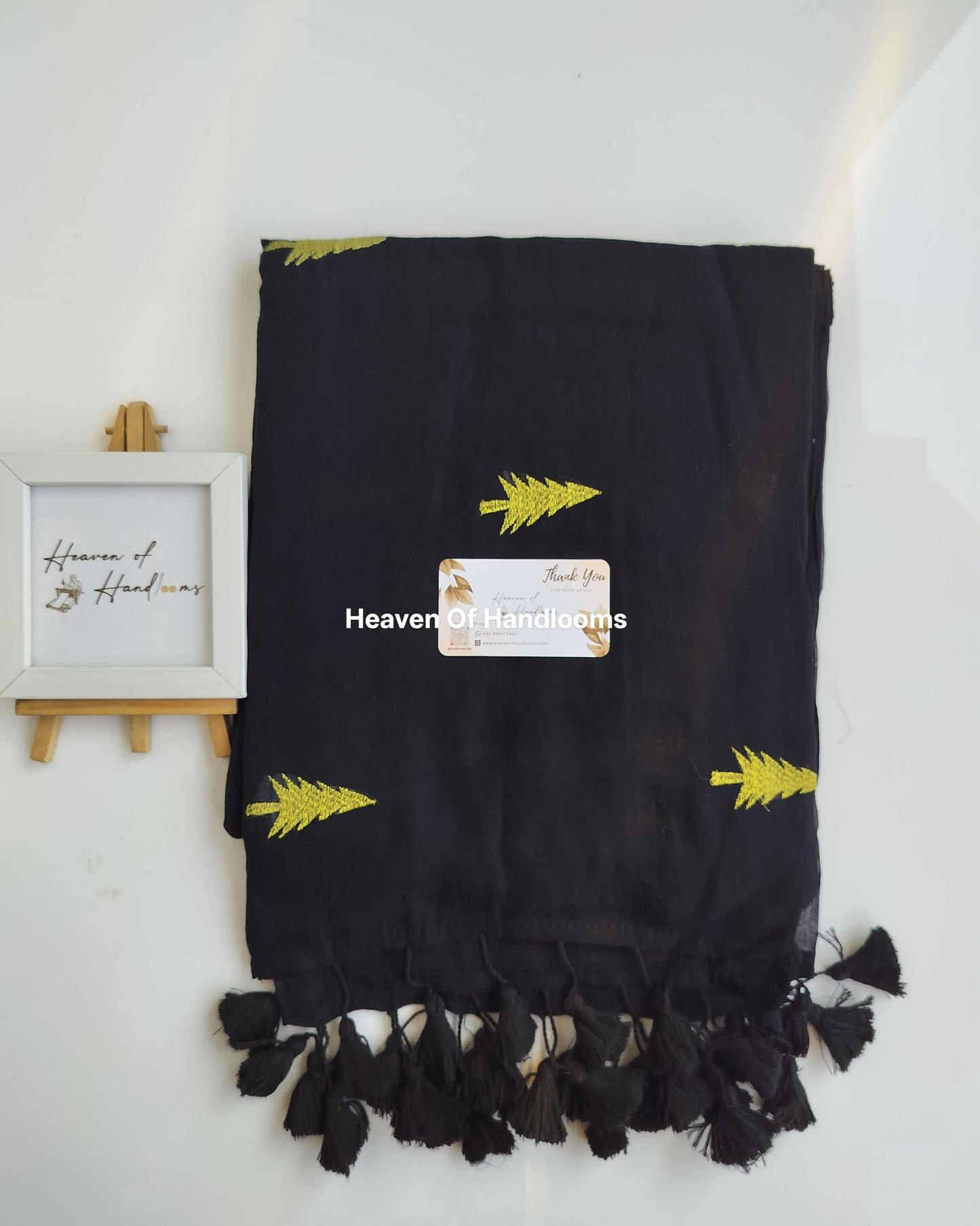 Embroidery Saree - Black Christmas Tree