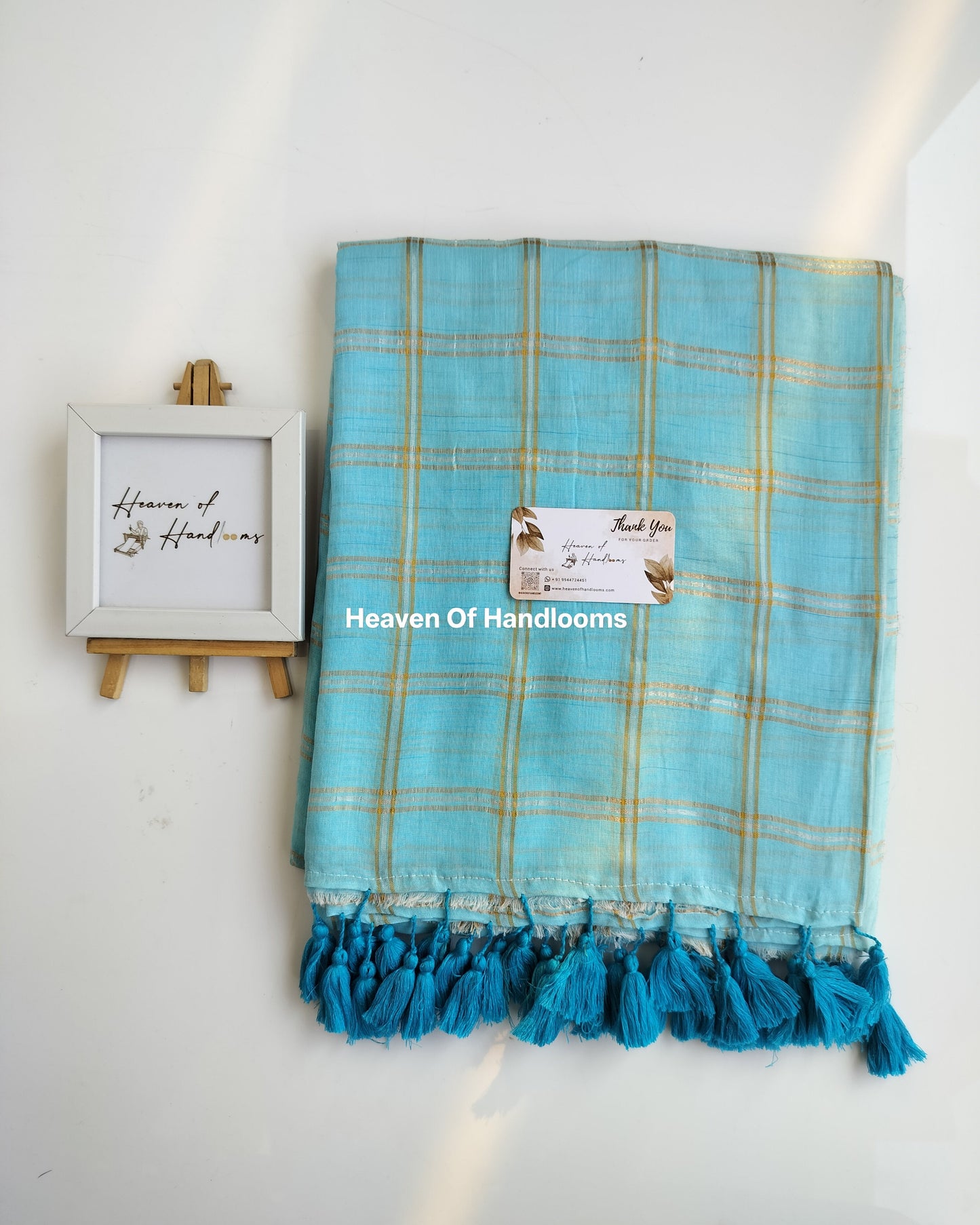 Festive Saree - Sky Golden Box