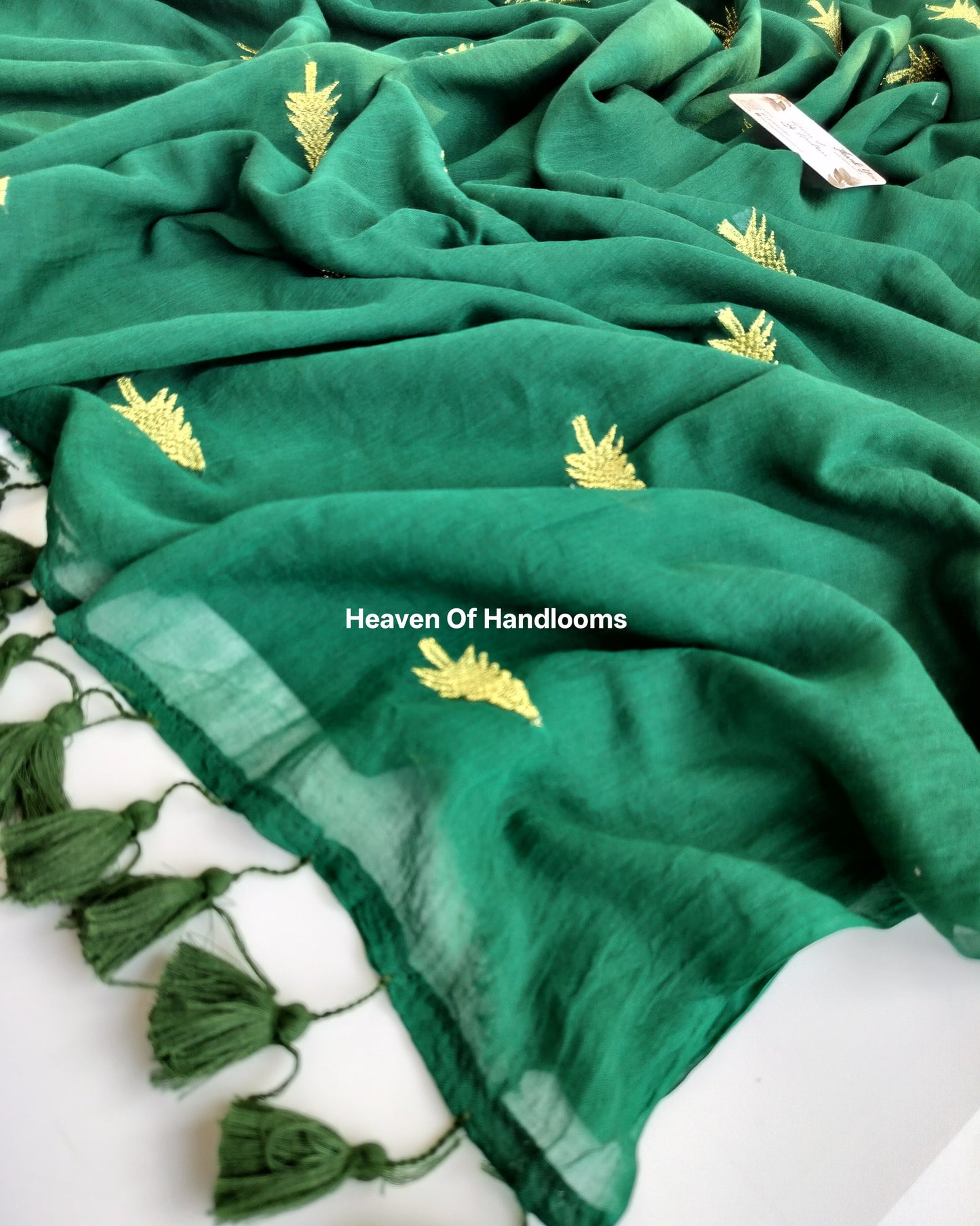 Embroidery Saree - Green Christmas Tree