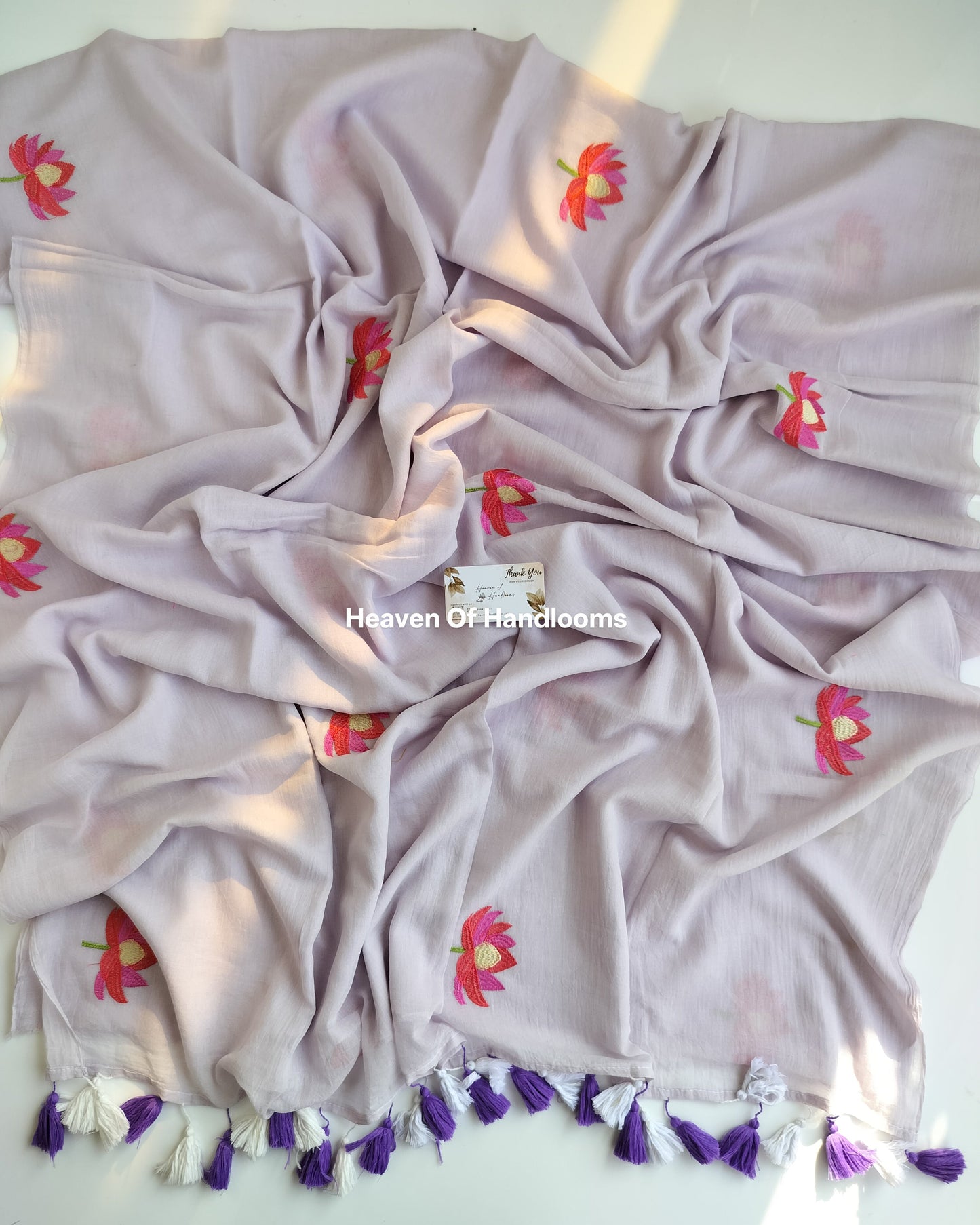 Embroidery Saree - Pastel Lotus