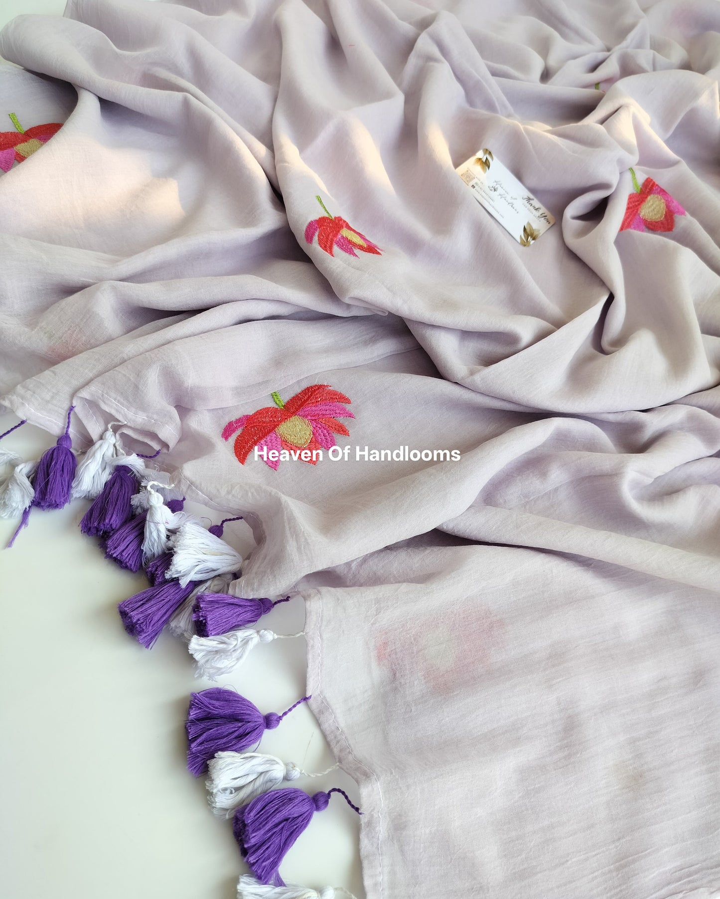 Embroidery Saree - Pastel Lotus