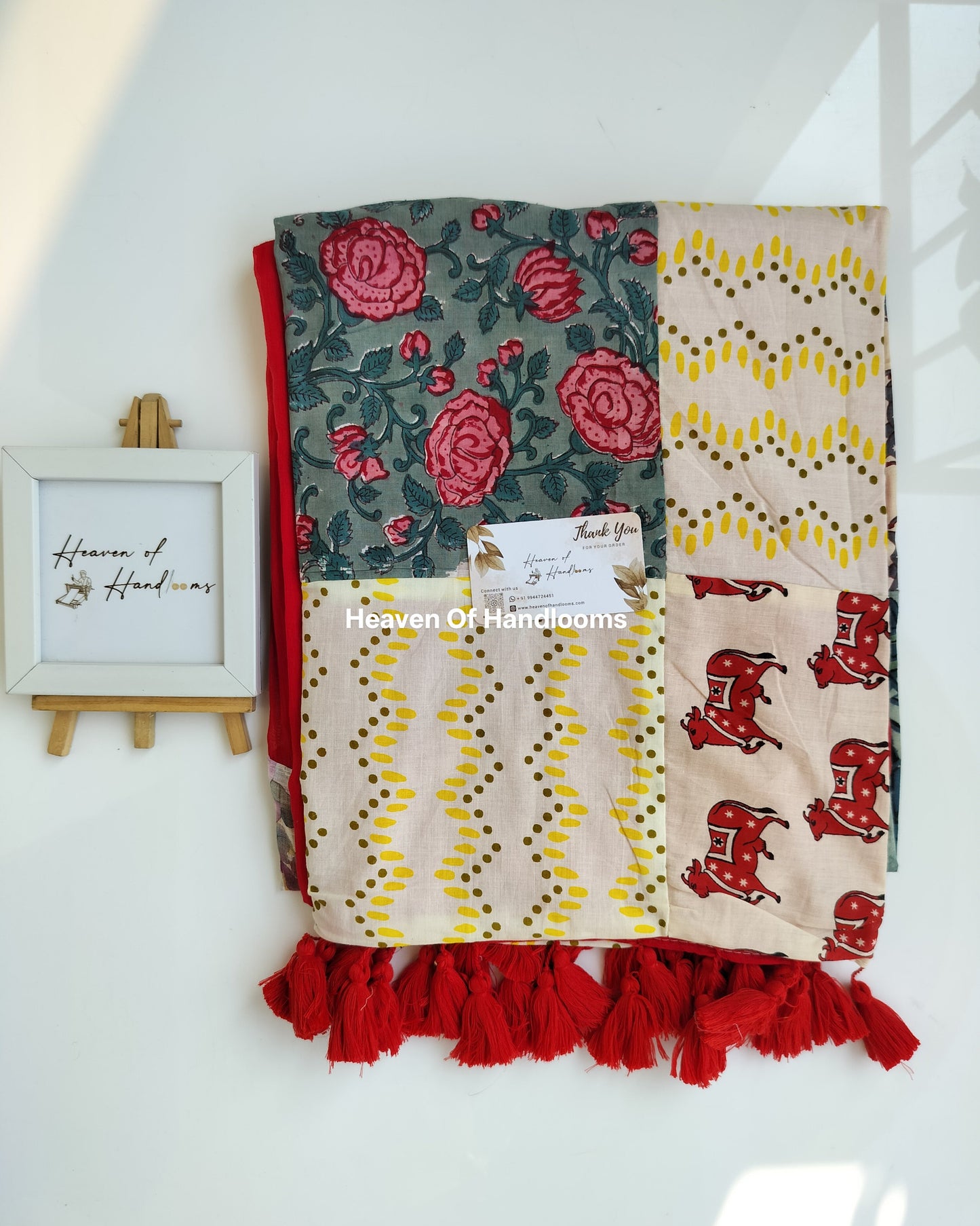 Festive Saree - Red Patchwork