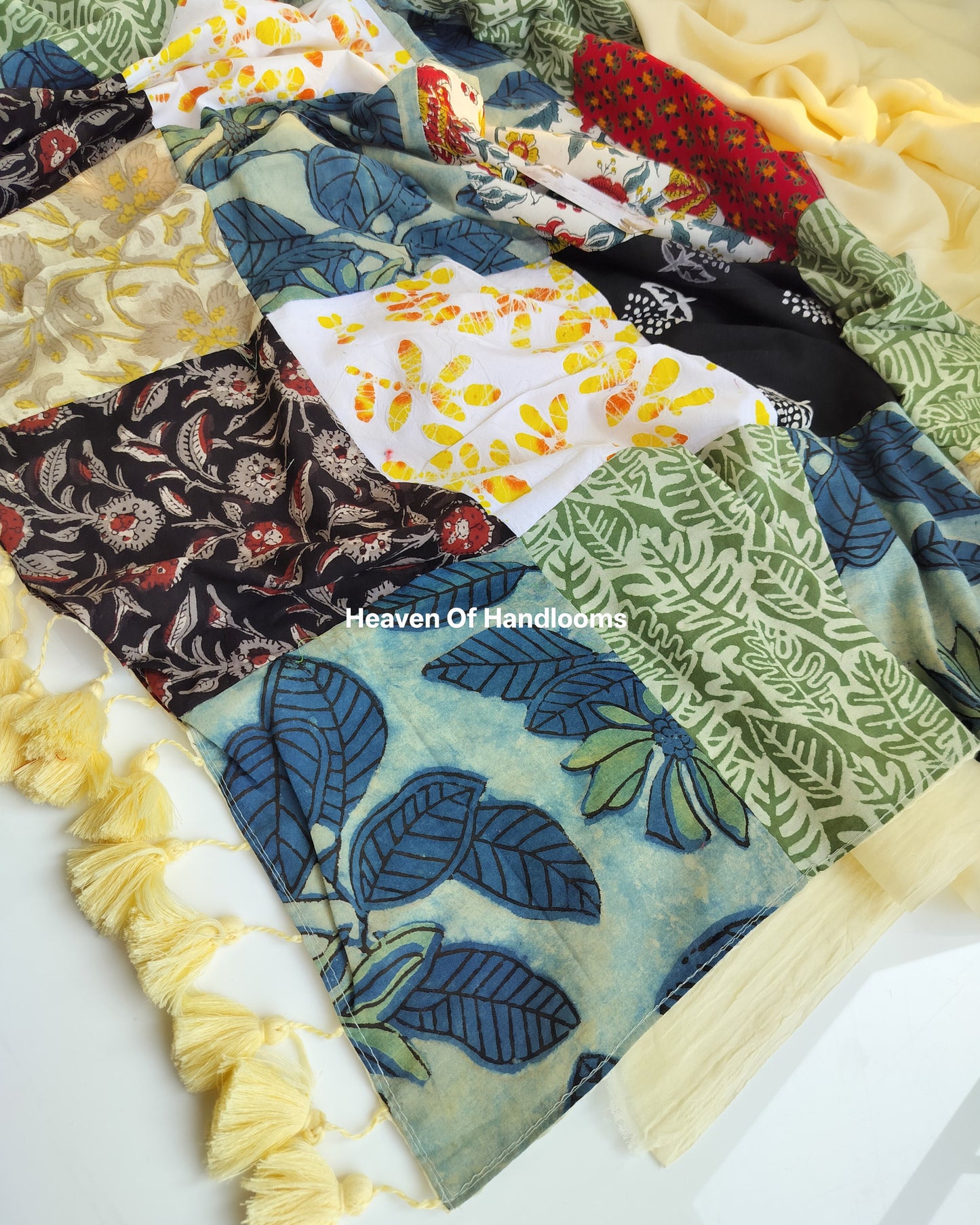 Festive Saree - Cream Patchwork