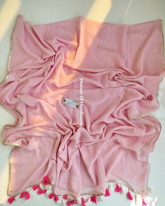 Festive Saree - Baby Pink Zari Gini