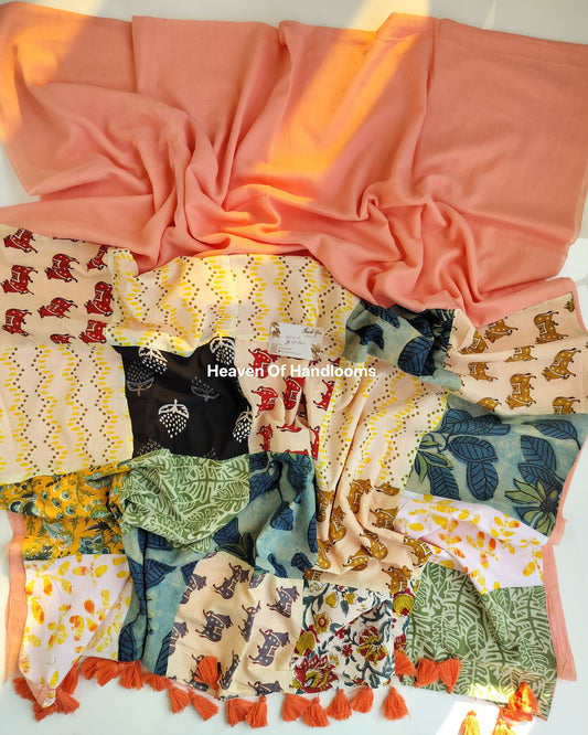 Festive Saree - Black Patchwork