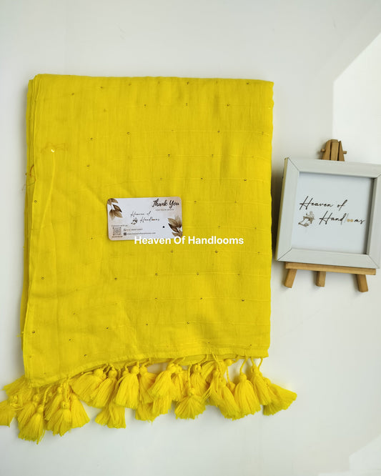 Contemporary Saree -  Yellow Jonaki