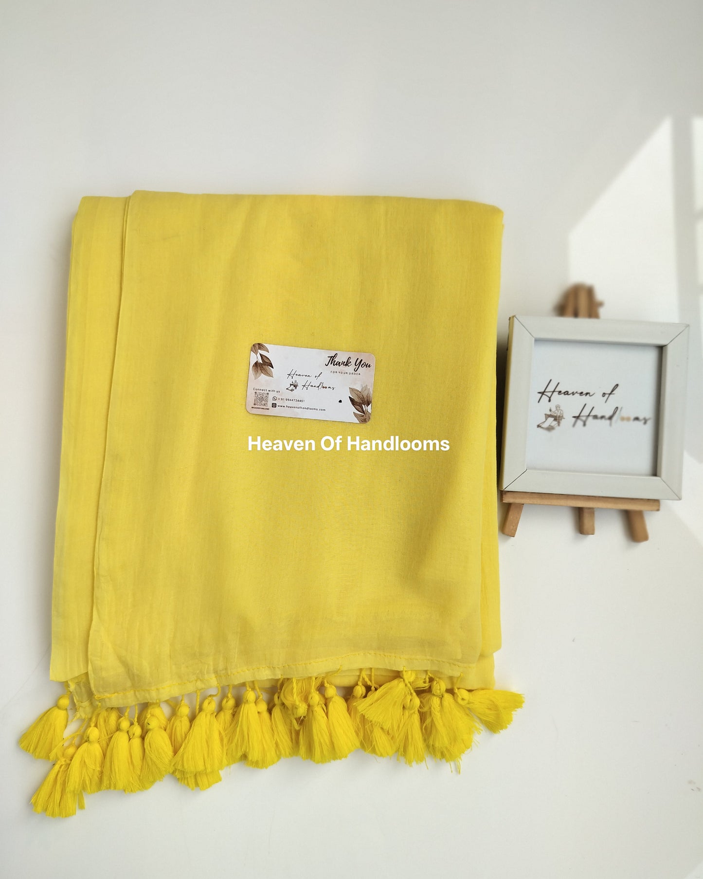 Plain Mul Saree - Pastel Yellow