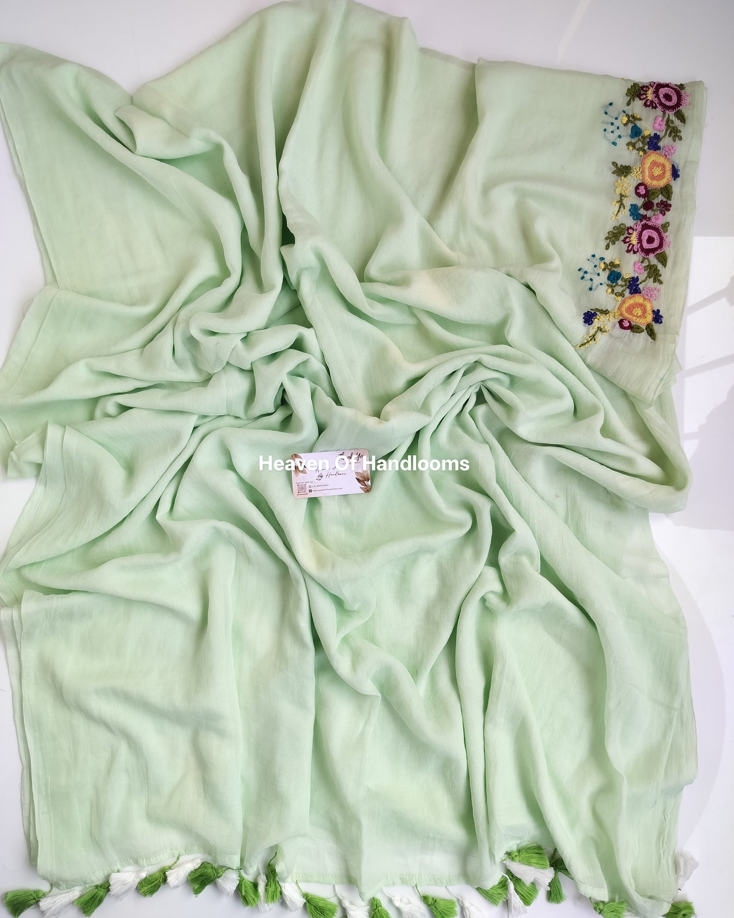 Premium Hand Stitch - Mint Flower