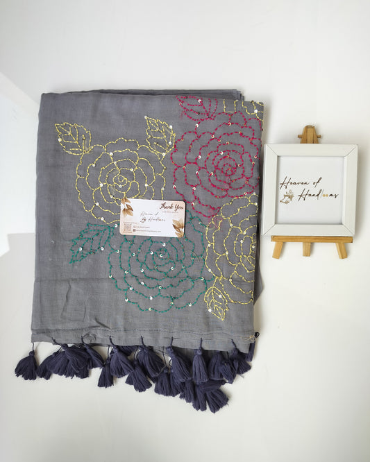 Premium Hand Stitch - Grey Kantha