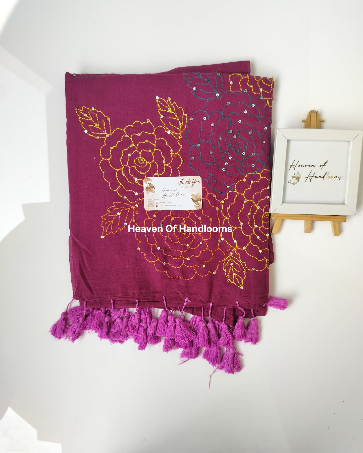 Premium Hand Stitch - Wine Kantha