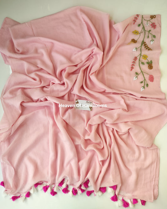 Premium Hand Stitch - Baby Pink Hand Emb