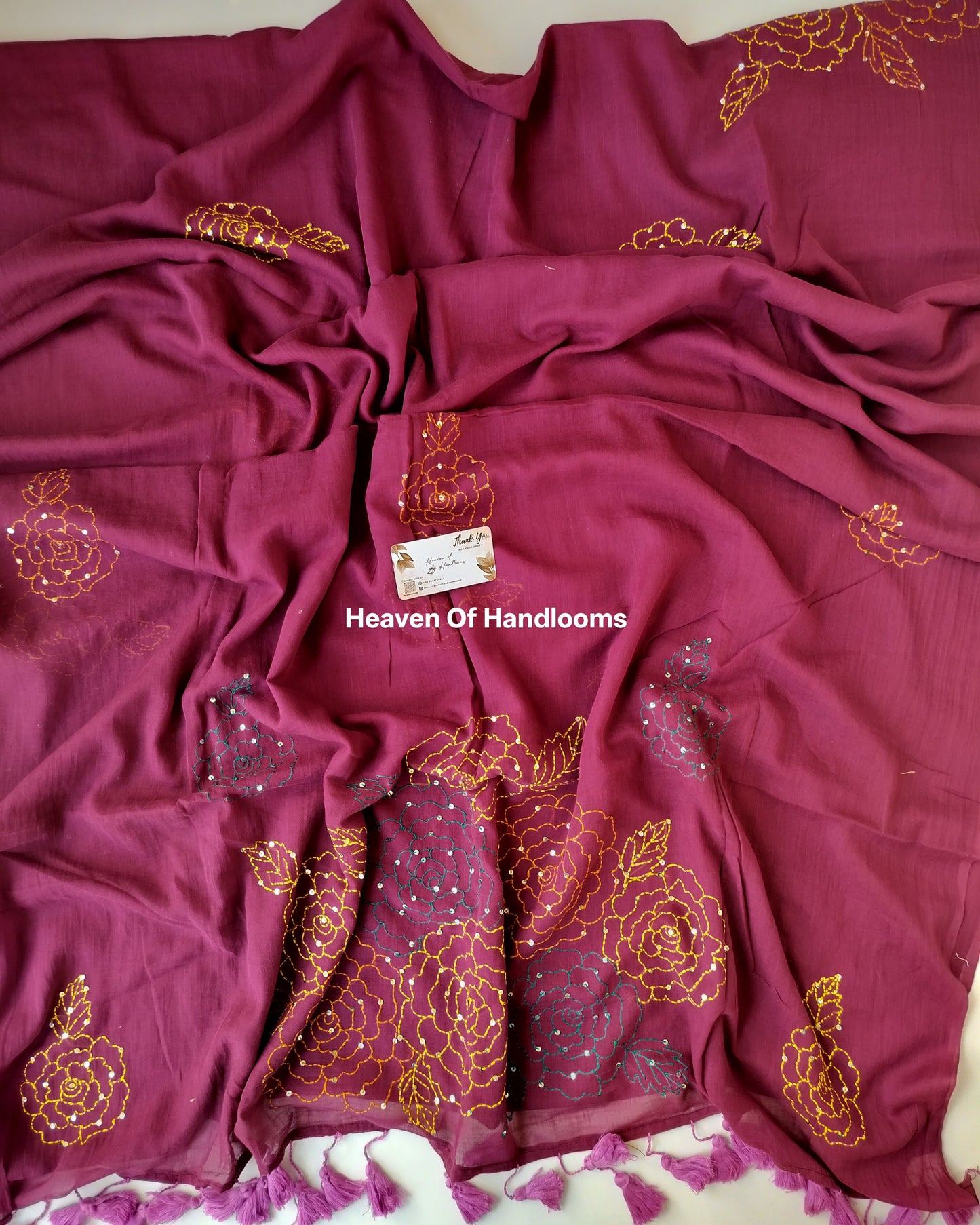 Premium Hand Stitch - Wine Kantha
