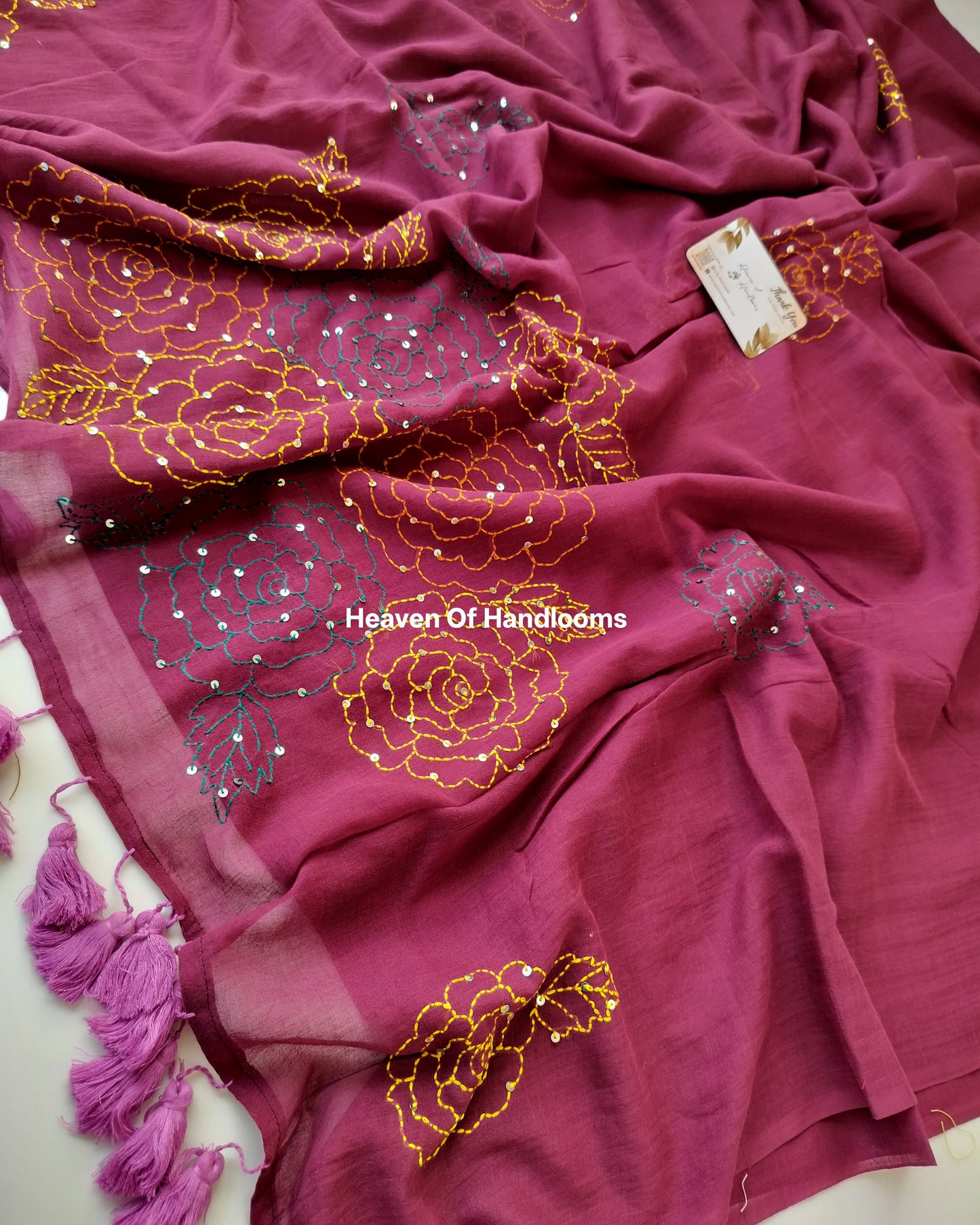 Premium Hand Stitch - Wine Kantha