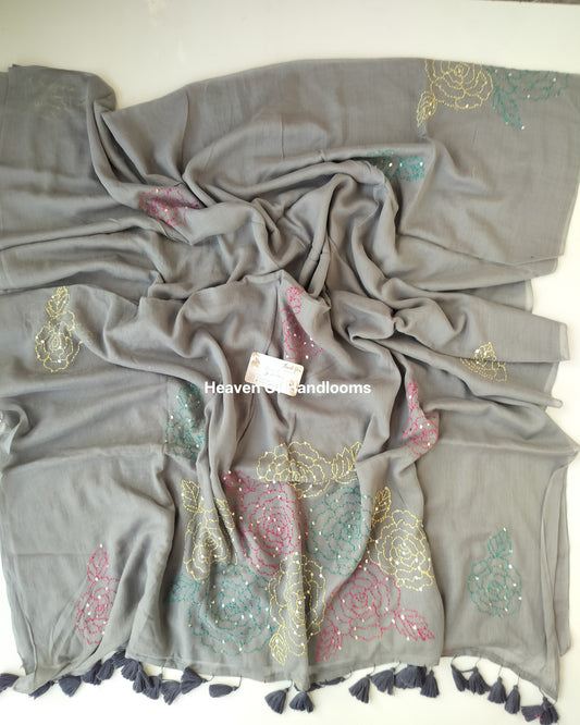 Premium Hand Stitch - Grey Kantha