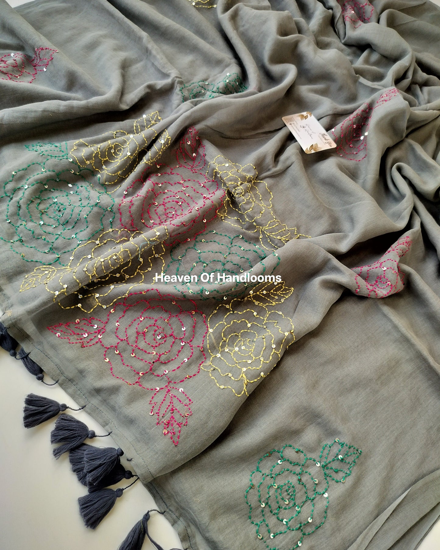 Premium Hand Stitch - Grey Kantha
