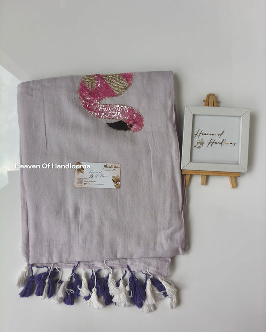 Premium Hand Stitch - Pastel Purple Flamingo