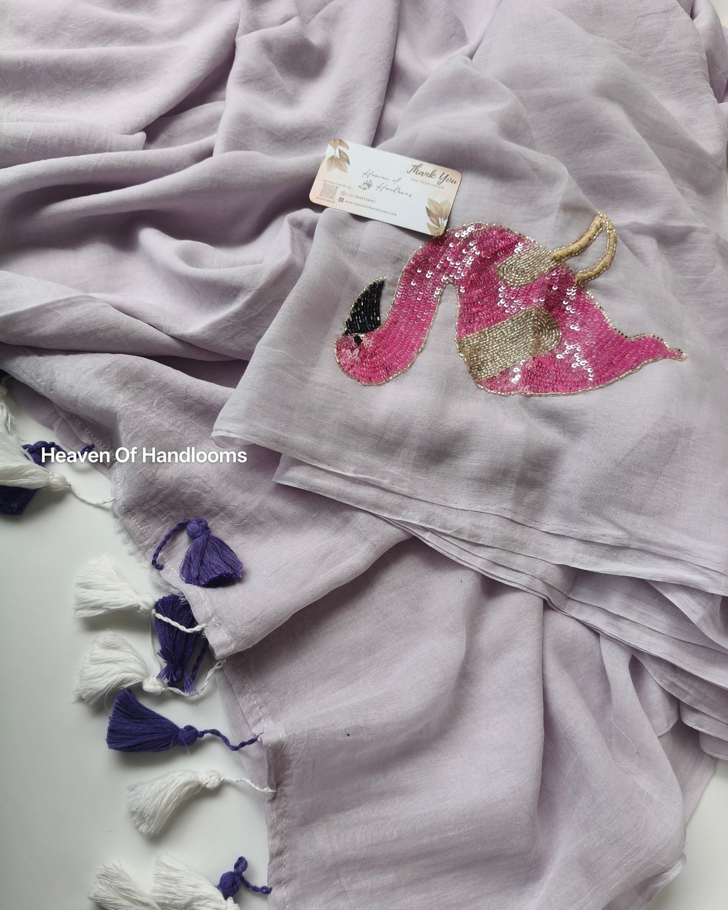 Premium Hand Stitch - Pastel Purple Flamingo