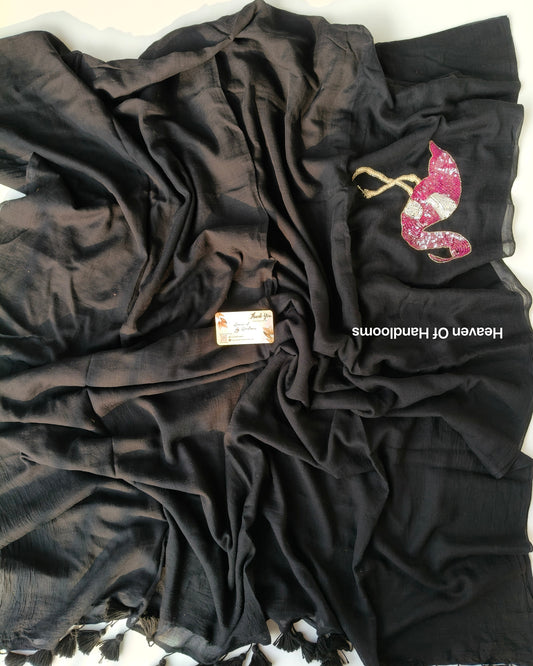 Premium Hand Stitch - Black Flamingo