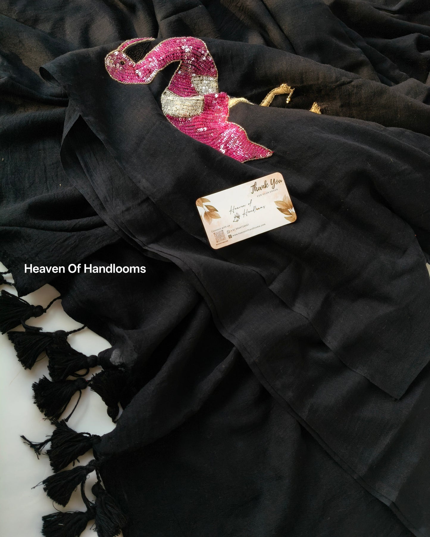 Premium Hand Stitch - Black Flamingo