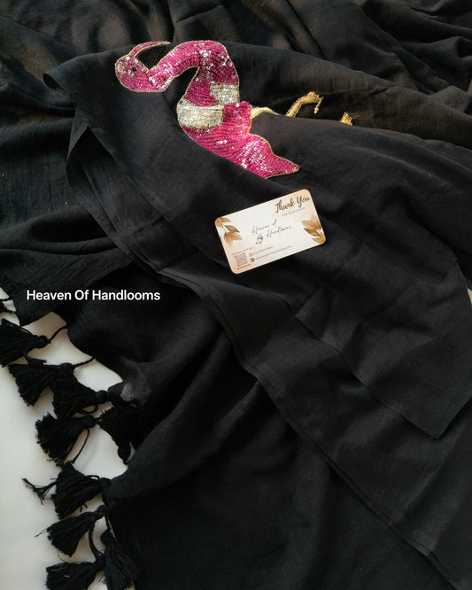 Premium Hand Stitch - Black Flamingo