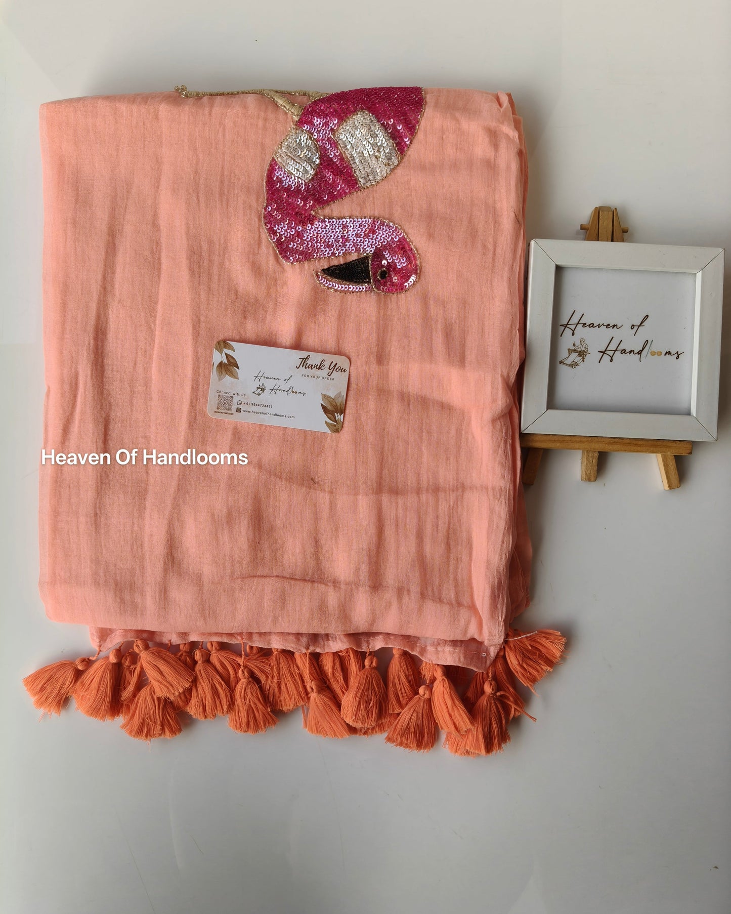Premium Hand Stitch - Peach Flamingo