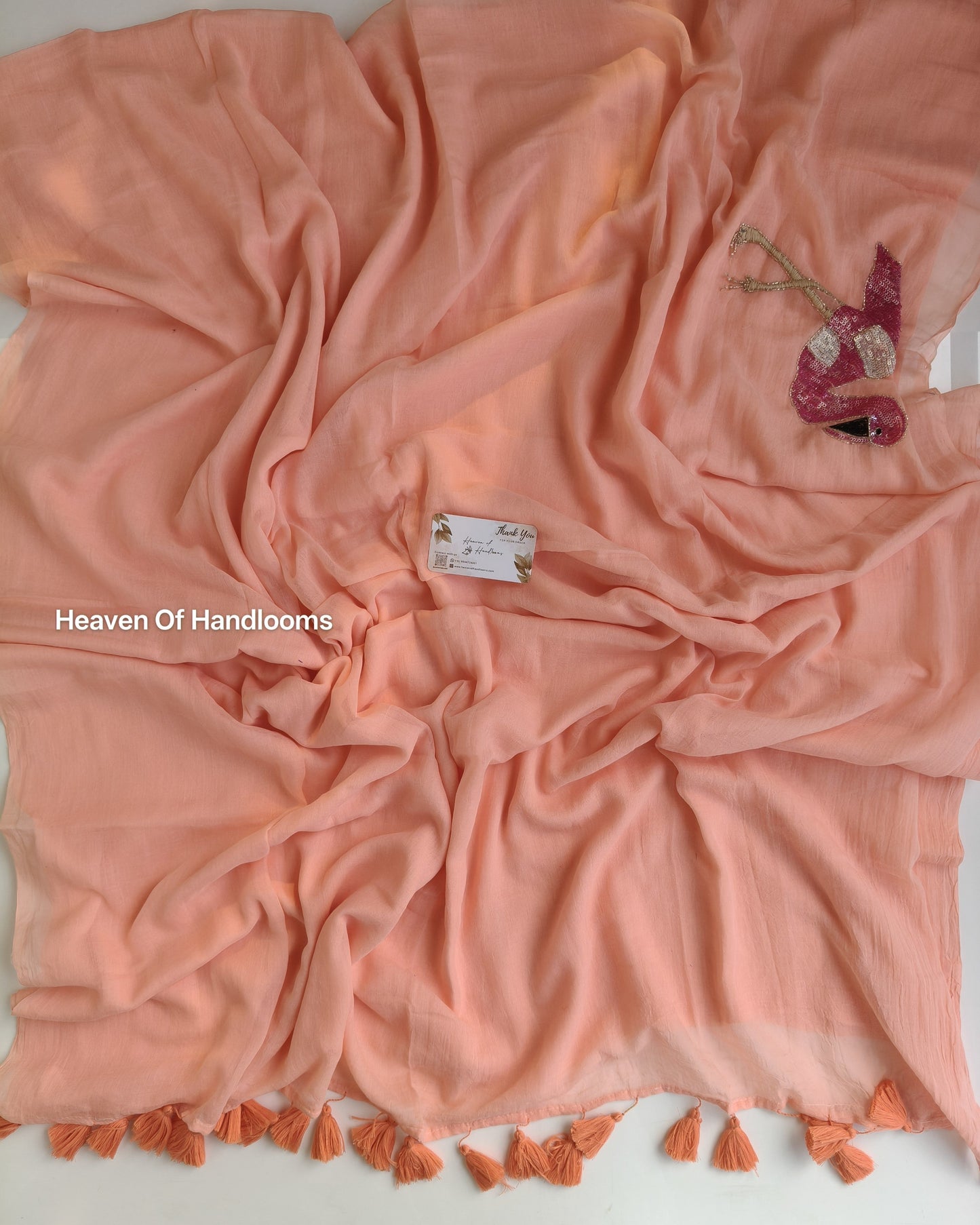 Premium Hand Stitch - Peach Flamingo