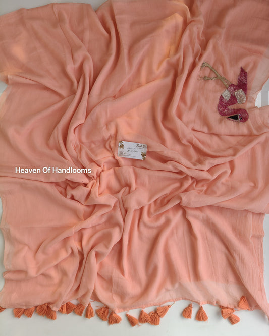 Premium Hand Stitch - Peach Flamingo