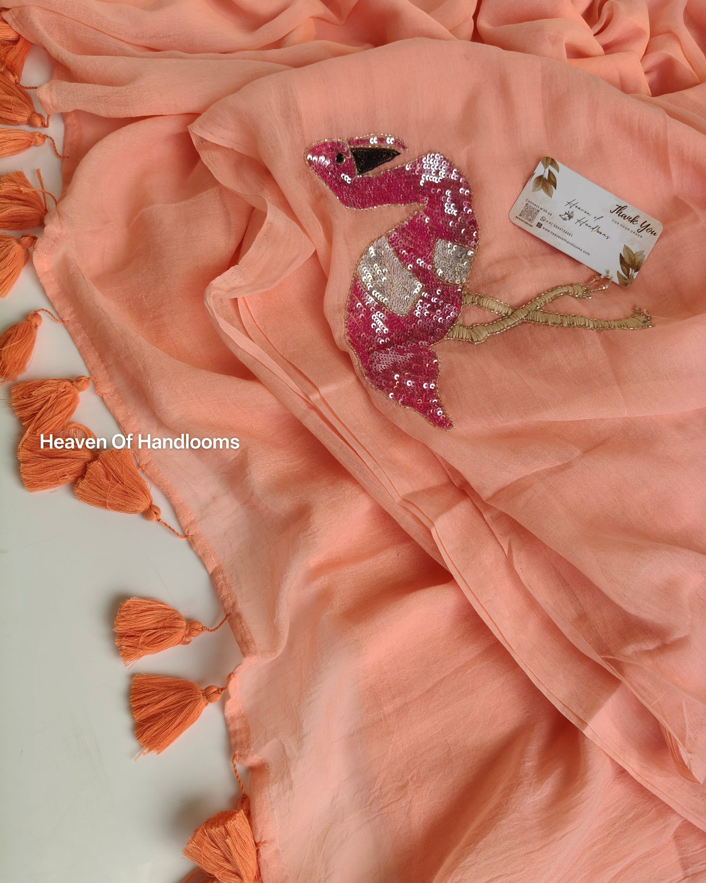 Premium Hand Stitch - Peach Flamingo