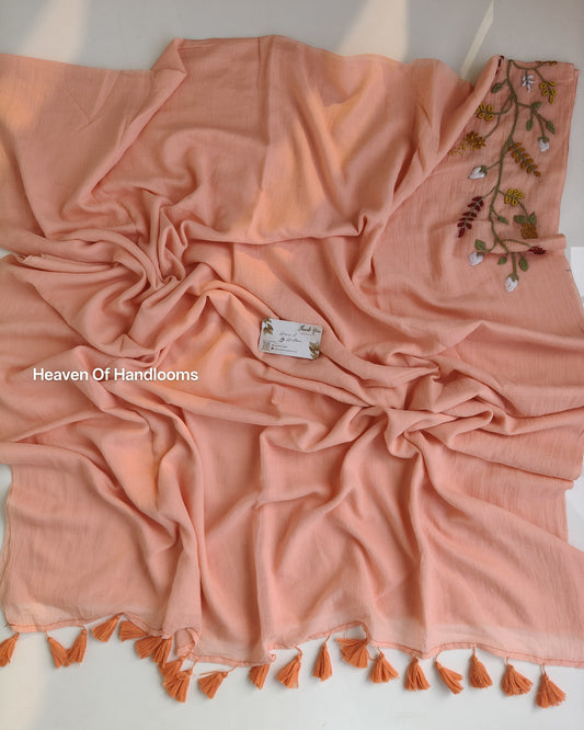 Premium Hand Stitch - Peach Flower