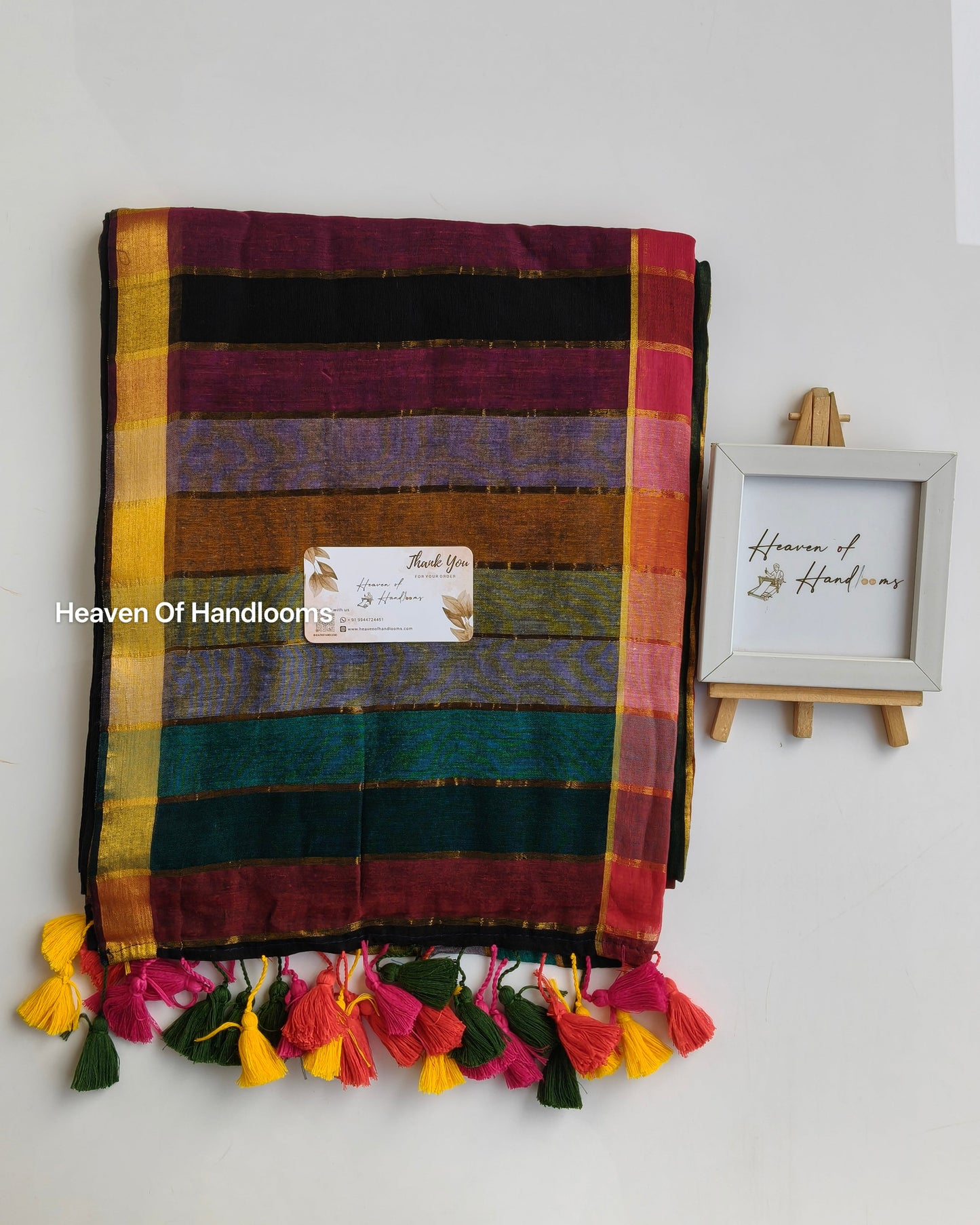 Festive Saree - Black Rainbow Kattam