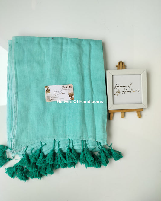 Plain Mul Saree - Sky Blue