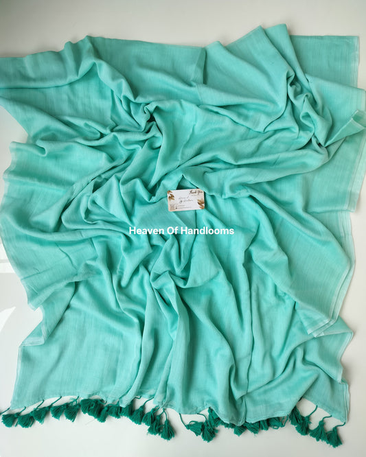Plain Mul Saree - Sky Blue