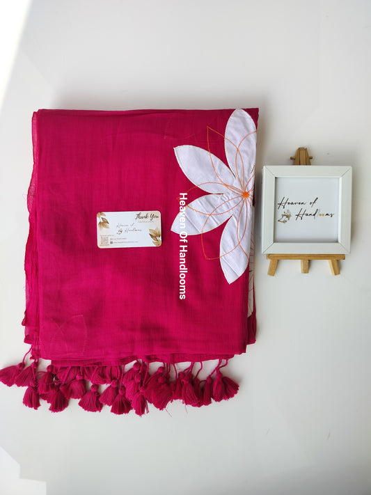 Festive Saree - Hot Pink Patch